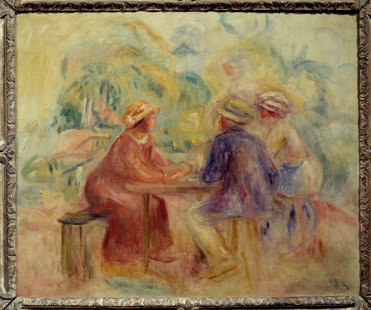 لقاء في الحديقة رسم أوغست رينوار (1841-1919) شمس القرن العشرين. 0،55x0،65 م باريس ، متحف أورسيه بواسطة بيير أوغست رينوار