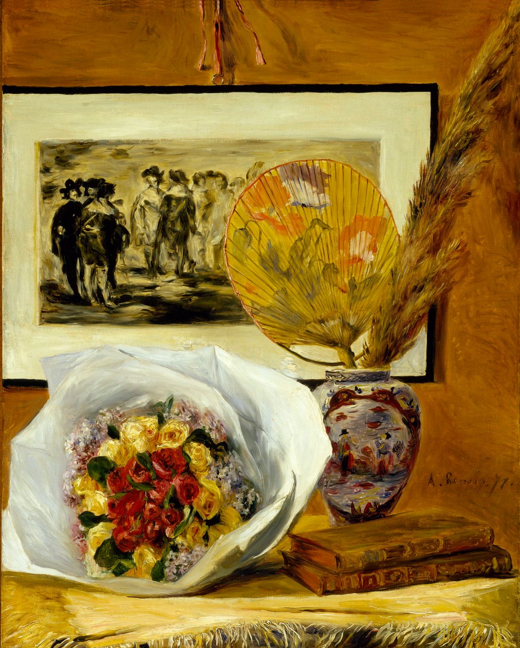 "" Nature morte au bouquet "(Still Life with Bouquet) لوحة لبيير أوغست رينوار (1841-1919) 1871 Dim 73x58 cm ألوان زيتية على قماش 1871 متحف الفنون الجميلة ، هيوستن بواسطة بيير أوغست رينوار