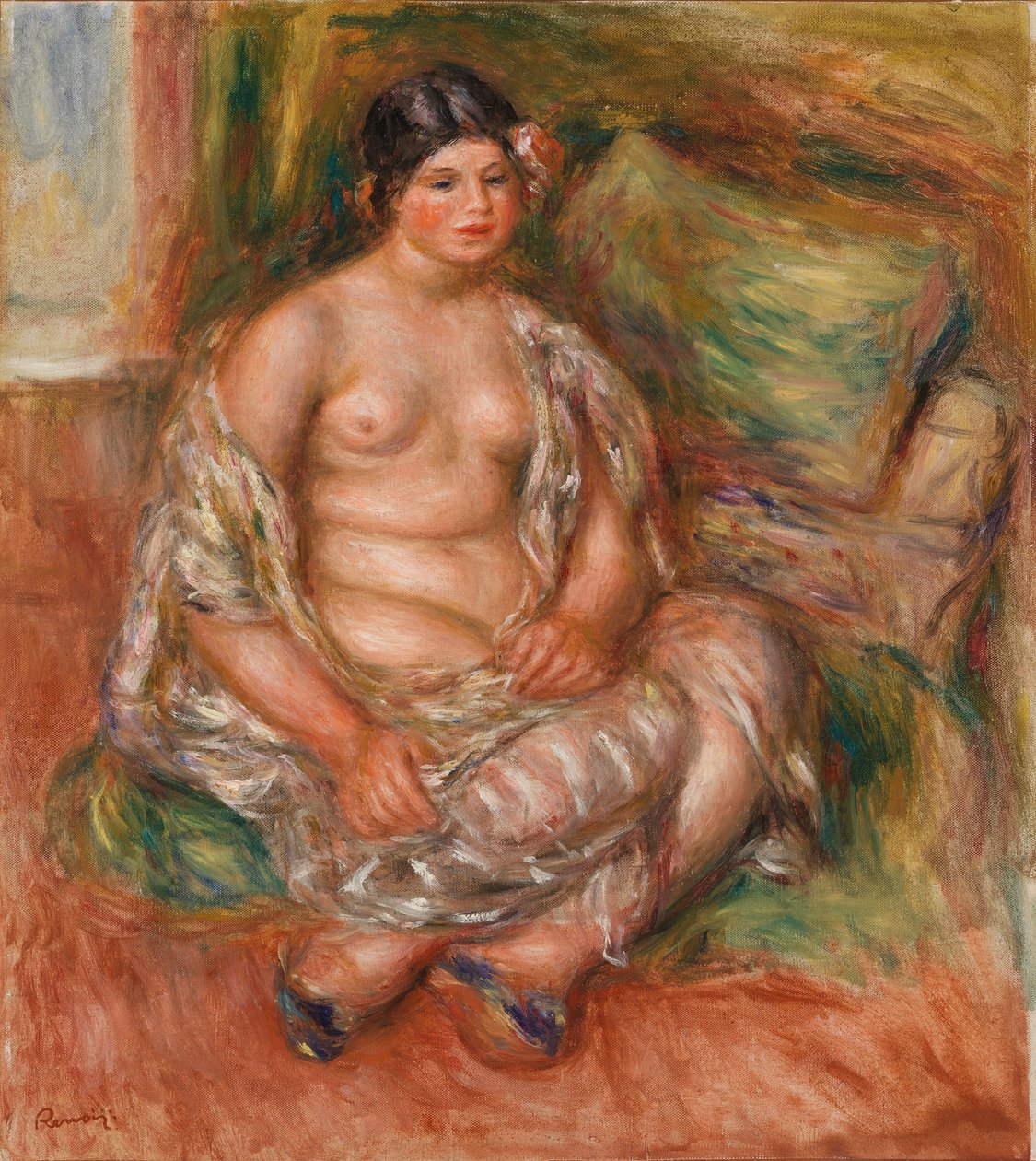 Odalisque جالس بواسطة بيير أوغست رينوار