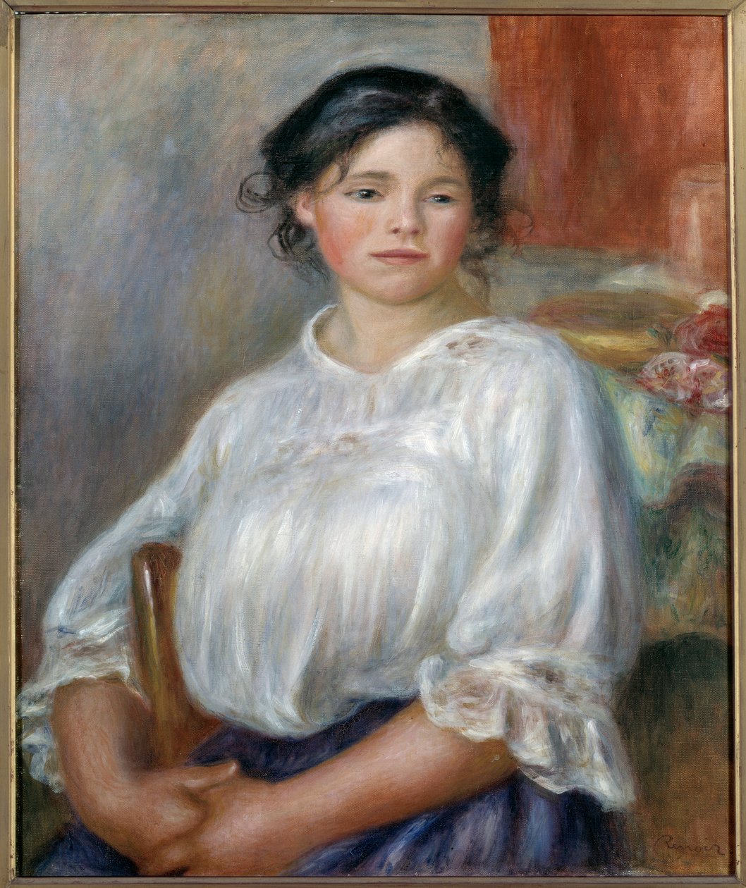 فتاة جالسة. حوالي عام 1909. لوحة لبيير أوغست رينوار (1841-1919) بواسطة بيير أوغست رينوار
