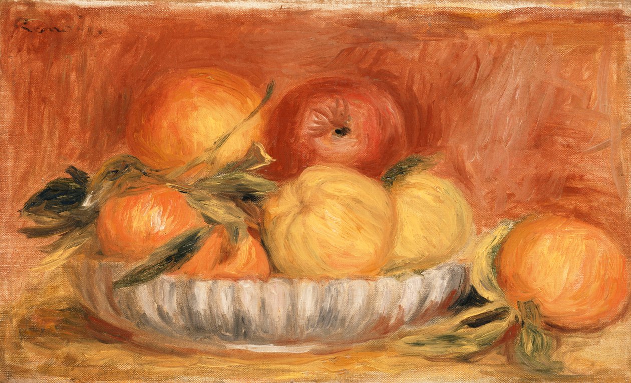 لا تزال الحياة مع التفاح والبرتقال ؛ الطبيعة Morte aux pommes et oranges ، أواخر عام 1890 بواسطة بيير أوغست رينوار