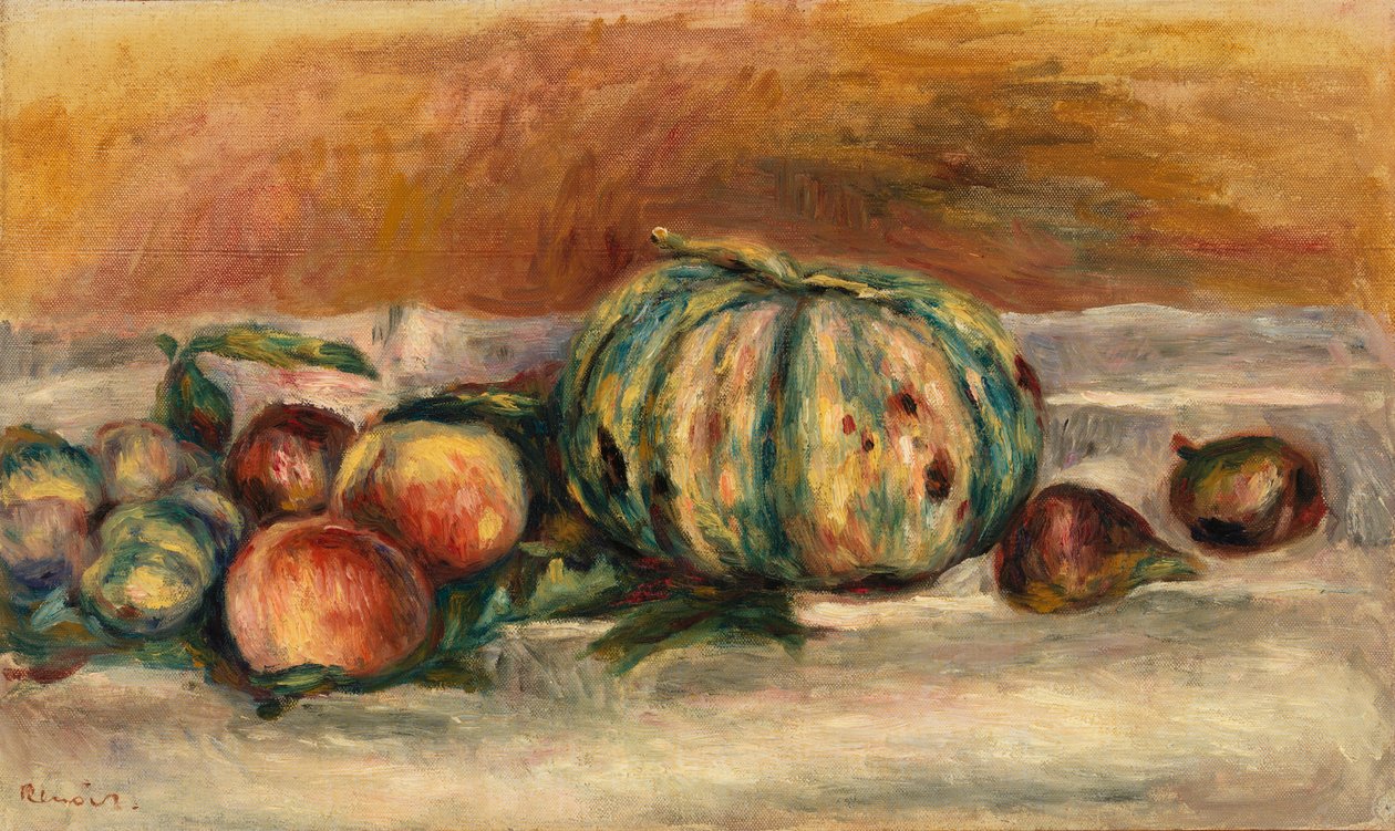 لا تزال الحياة مع البطيخ (Nature morte au melon) بواسطة بيير أوغست رينوار