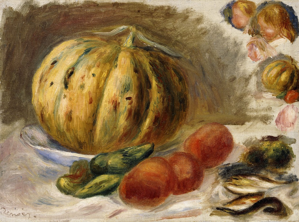 لا تزال الحياة مع البطيخ والطماطم ؛ Nature Morte au Melon et Tomates ، c.1900 بواسطة بيير أوغست رينوار