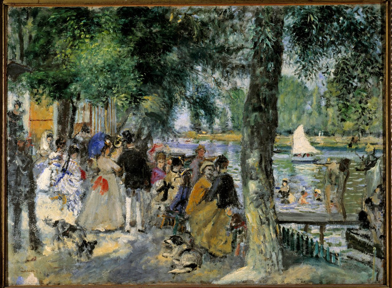 Swimming in the Seine or “La Grenouillere”. Cafe ball near Chatou. Painting by Pierre Auguste Renoir (1841-1919) 1860 Moscow, Pushkin Museum بواسطة بيير أوغست رينوار