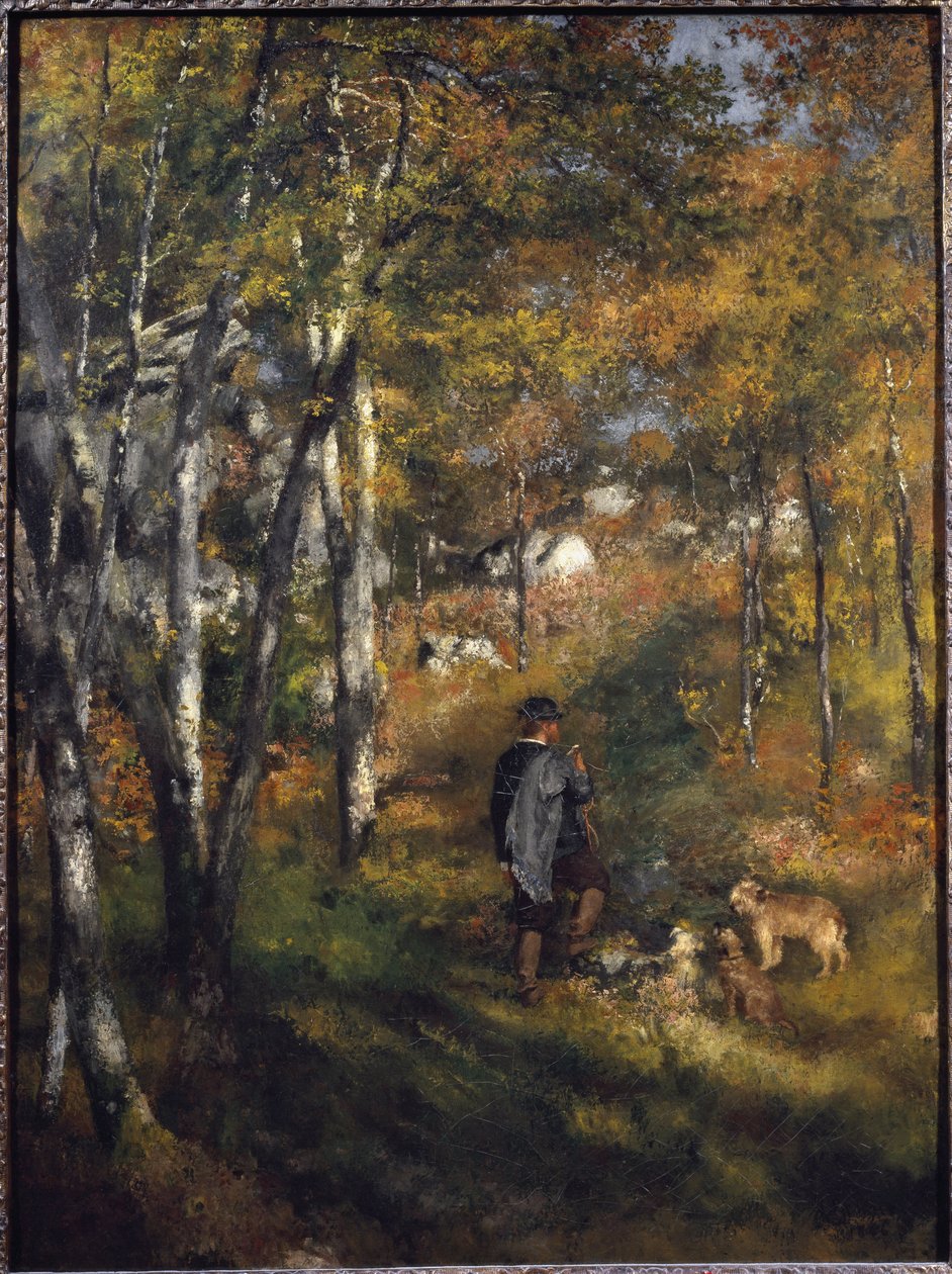 الرسام Jules Le Coeur مع كلابه في غابة Fontainebleau لوحة بقلم Pierre-Auguste Renoir (1841-1919) 1866 Dim 105x79 cm ساو باولو ، متحف الفن ، البرازيل بواسطة بيير أوغست رينوار