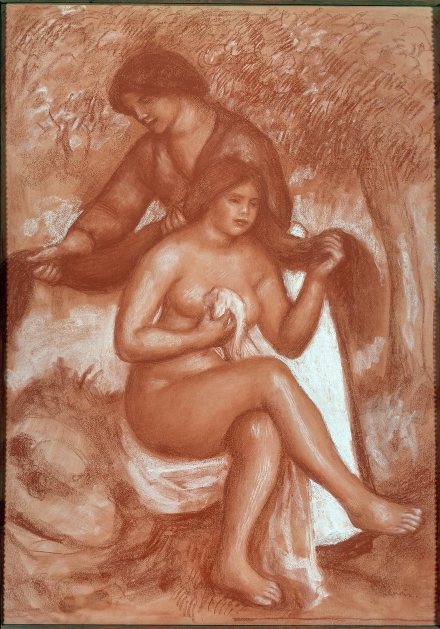 The toilet of the bather (Chalk et sanguine drawing بواسطة بيير أوغست رينوار