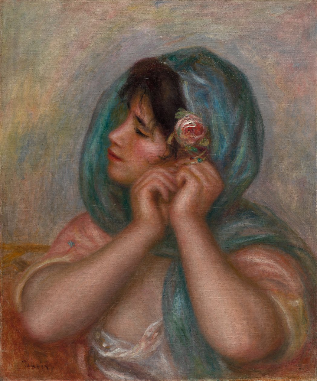 امرأة شابة ترتب لها قرط ، 1905. بواسطة بيير أوغست رينوار