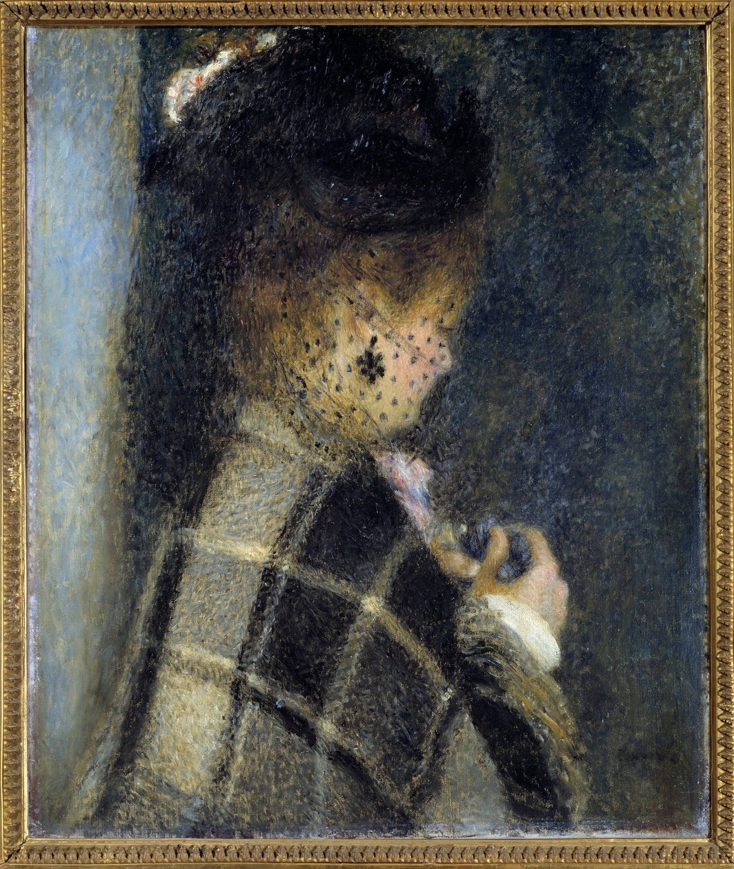 امرأة شابة مع حجاب لوحة رسمها بيير أوغست رينوار (1841-1919) حوالي 1870 صن. 0،61x0،51 م باريس ، متحف أورسيه - شابة محجبة. رسم بيير أوغست رينوار (1841-1919) ، كاليفورنيا. 1870. 0.61 × 0.51 م. متحف أورساي ، باريس بواسطة بيير أوغست رينوار