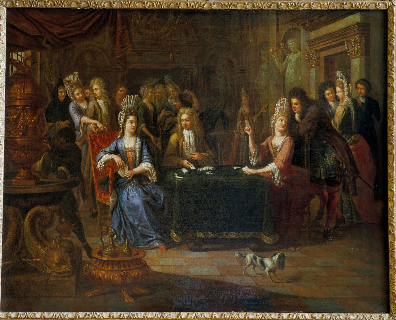 لاعبو بطاقات النبلاء يلعبون الورق في غرفة المعيشة. لوحة لبيير بيرجيني (1652-1708) 1699 أراس ، متحف الفنون الجميلة بواسطة بيير بيرجيني