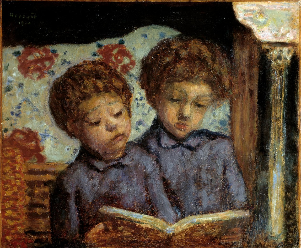 Children Jean and Charles Terrace Reading Painting by Pierre Bonnard (1867-1947) 20th century Private Collection بواسطة بيير بونارد