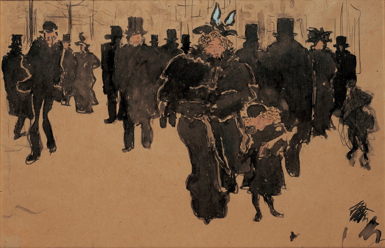 لو بوليفارد ، حوالي عام 1890 (ألوان مائية وحبر وغسل على ورق برتقالي) بواسطة بيير بونارد