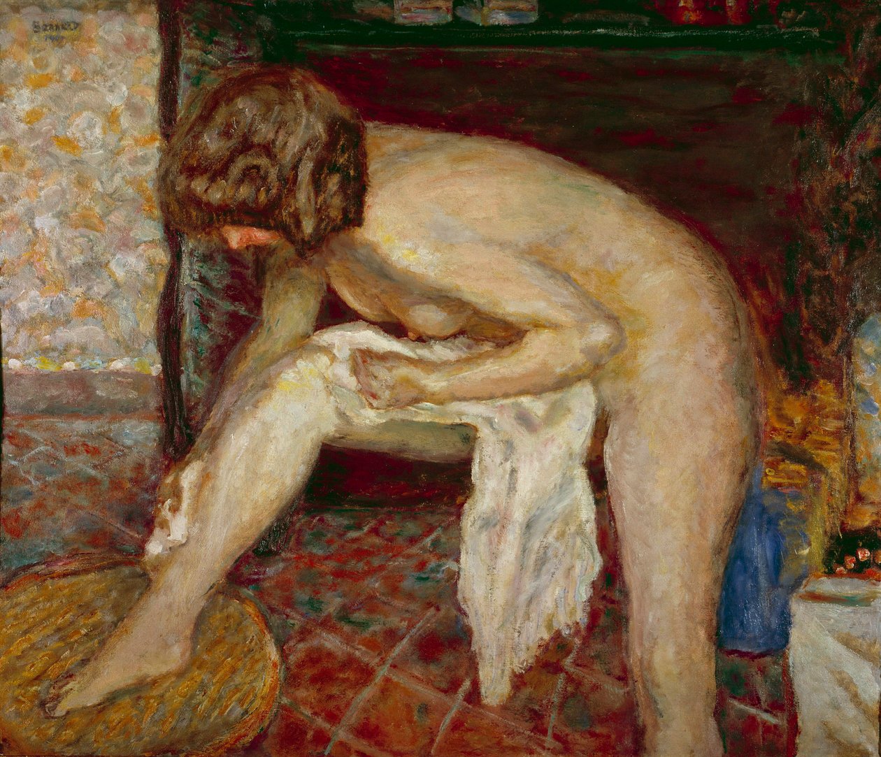 Naked has his toilet in front of the fireplace Painting by Pierre Bonnard (1867-1947) 1907 Private collection بواسطة بيير بونارد
