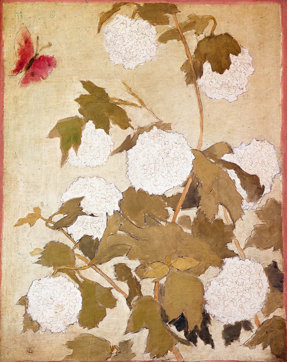 كرات الثلج كرات الثلج والزهور (Viburnum Ob) والفراشة الحمراء. لوحة بيير بونارد (1867-1947) مجموعة PM Samuel بواسطة بيير بونارد