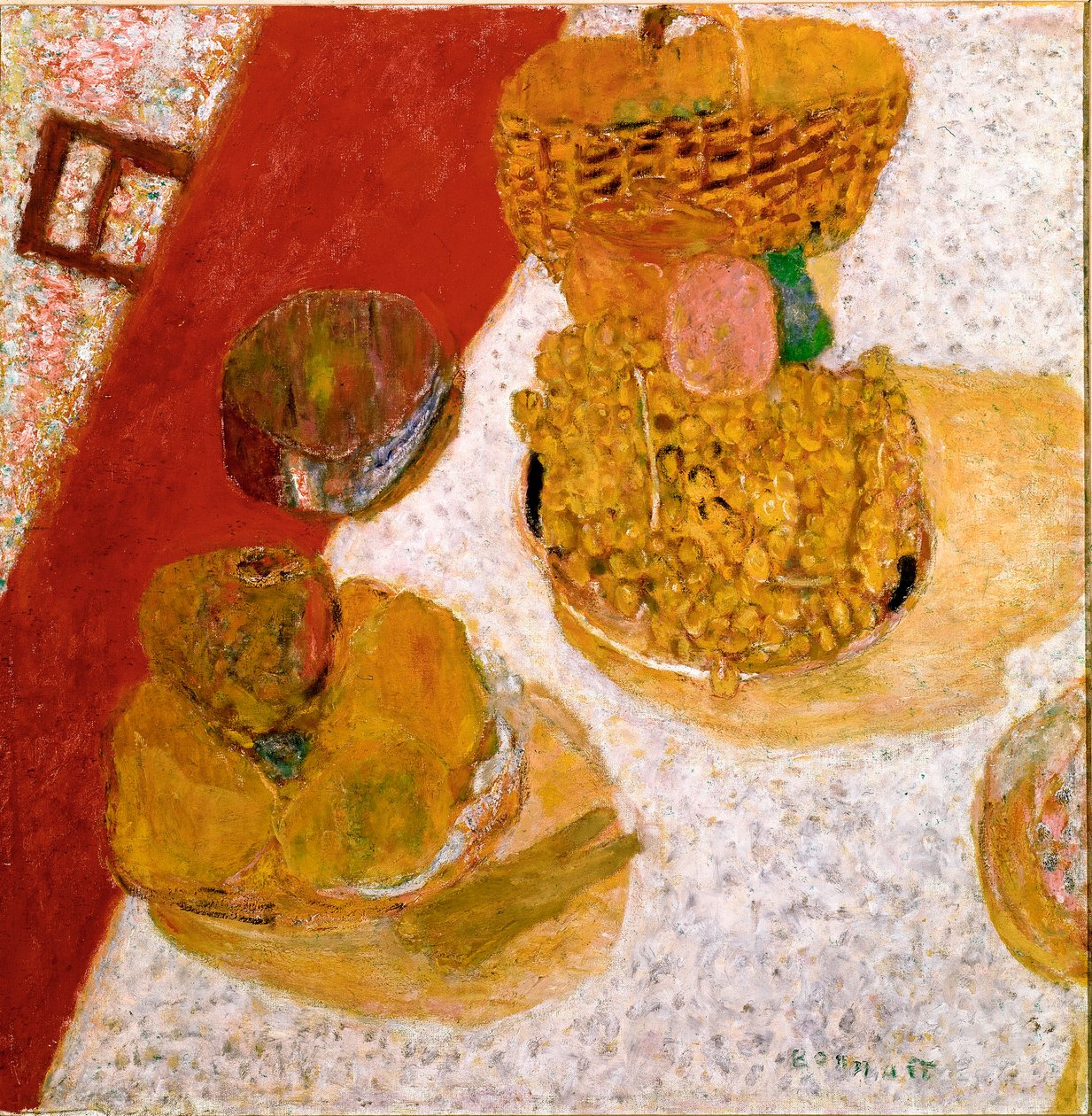 ركن الطاولة: حياة ثابتة للفاكهة. لوحة لبيير بونارد (1867-1947) 1935 خافت. 67x63،5 سم باريس ، المتحف الوطني للفن الحديث بواسطة بيير بونارد