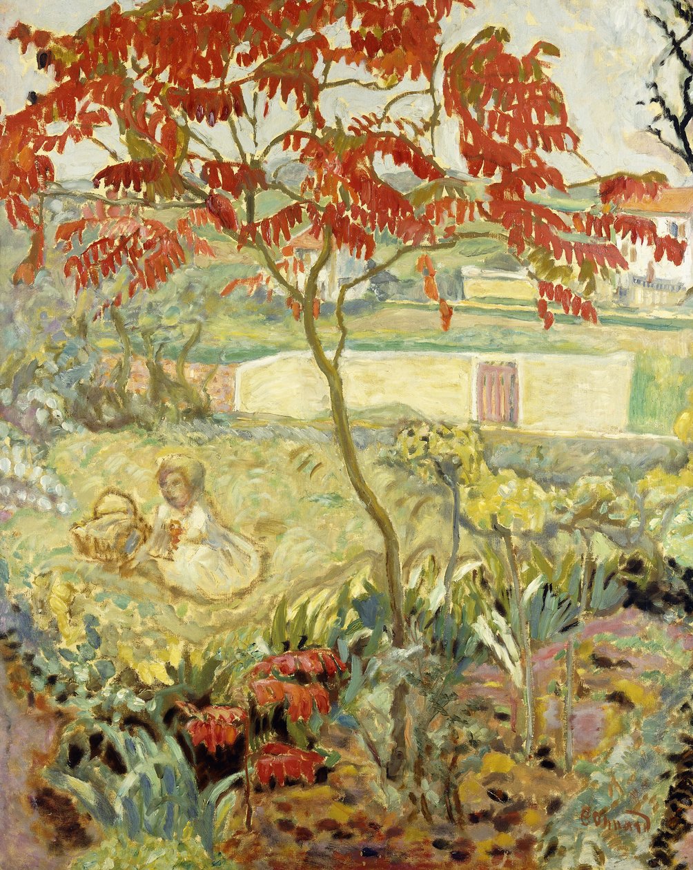 الحديقة والشجرة الحمراء. Le Jardin a l&39;Arbre Rouge ، حوالي 1909 (زيت على قماش) بواسطة بيير بونارد