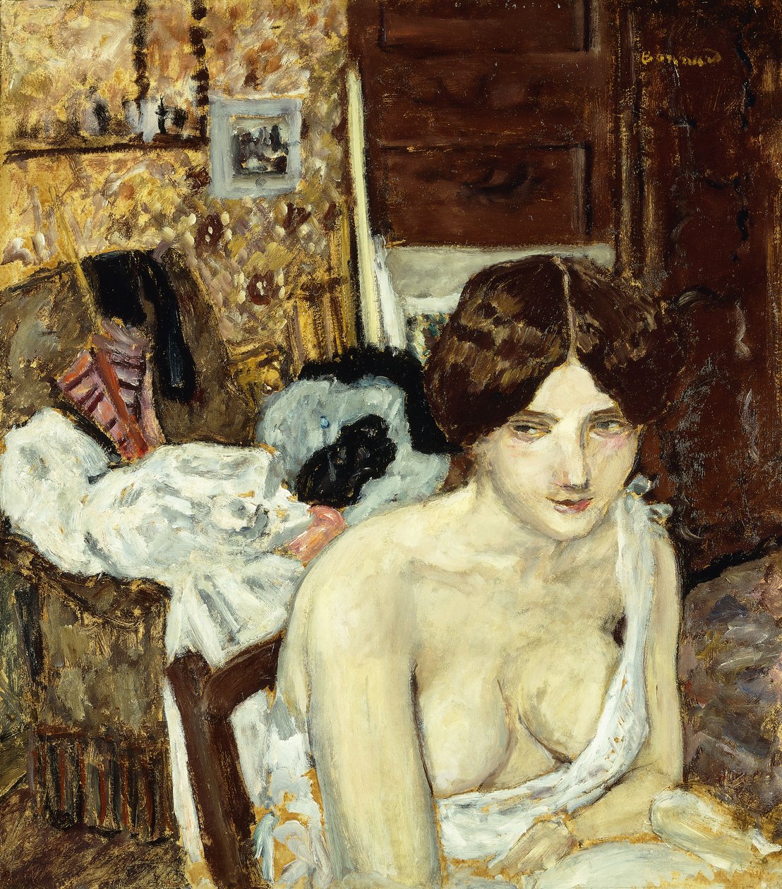 نموذج يستريح Le Repos de Modele ، حوالي عام 1910 (زيت على ظهر السفينة) بواسطة بيير بونارد