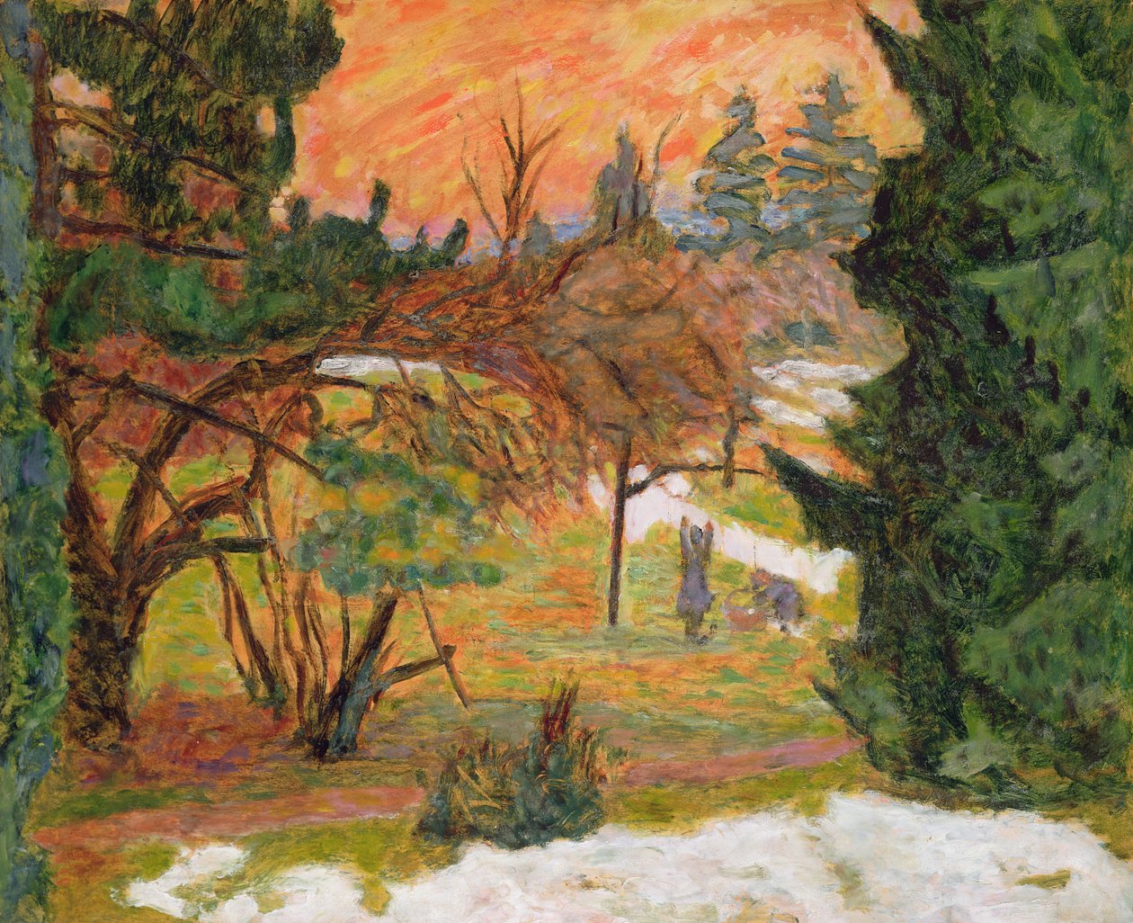 The Washing Line in the Park at le Grand-Lemps، c.1917 (زيت على ورق) بواسطة بيير بونارد