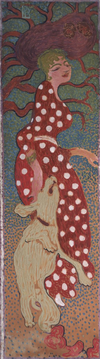 امرأة في فستان أبيض مرقط ، واحدة من أربع لوحات للنساء في الحديقة ، 1891 (زيت على ورق على قماش) بواسطة بيير بونارد