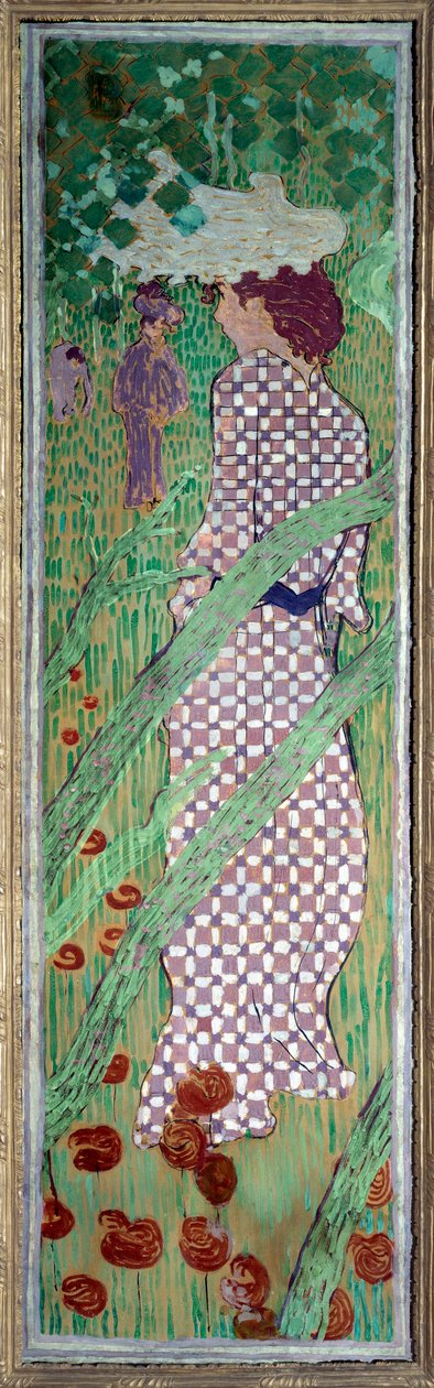 Woman with quadrillea dress Painting by Pierre Bonnard (1867-1947) 1891 Dim. 1,6x0,48 m Paris, musee d