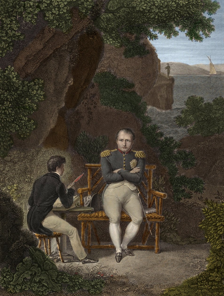 NAPOLEON I (1769-1821) In exile at Saint Helena - Napoleon dictatas his memoirs to Emmanuel Pons de Las Cases (1800-1854) son of Emmanuel de Las Cases - Napoleon to Saint Helena (St. Helena): He dictates to the young Las Cases the notes to be used to write بواسطة بيير تشارلز باكوي
