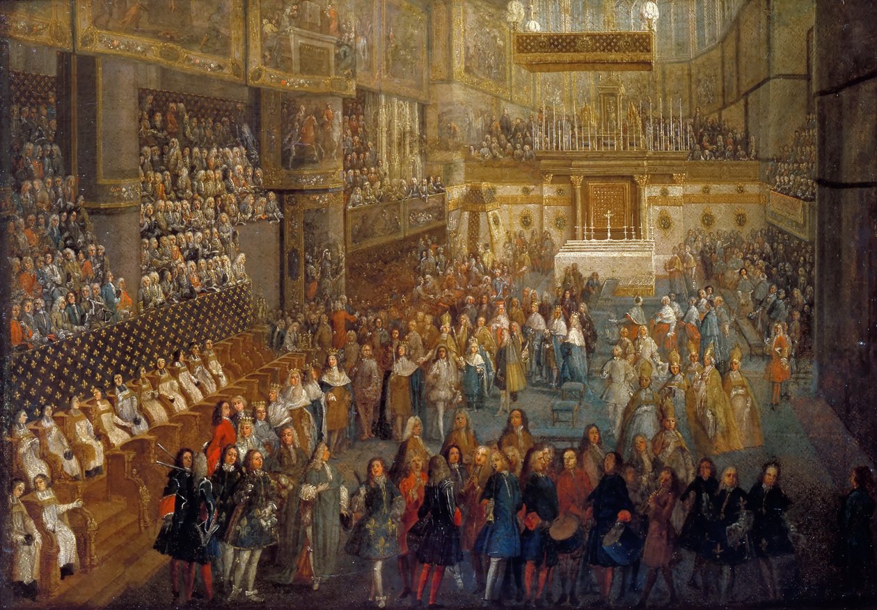 تتويج لويس الخامس عشر في كاتدرائية ريمس ، 25 أكتوبر 1722 بواسطة بيير دينيس الثاني مارتن
