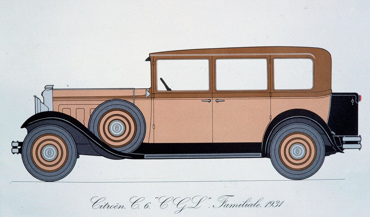 لوحة تمثل سيارة عائلة سيتروين عام 1931 بواسطة بيير دومون
