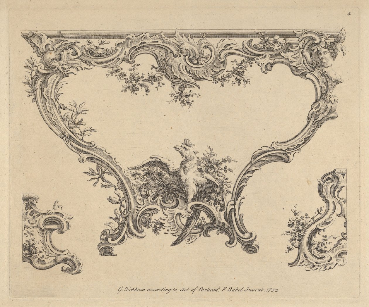 تصميم لطاولة كونسول ، 1752. بواسطة بيار ادمه بابل