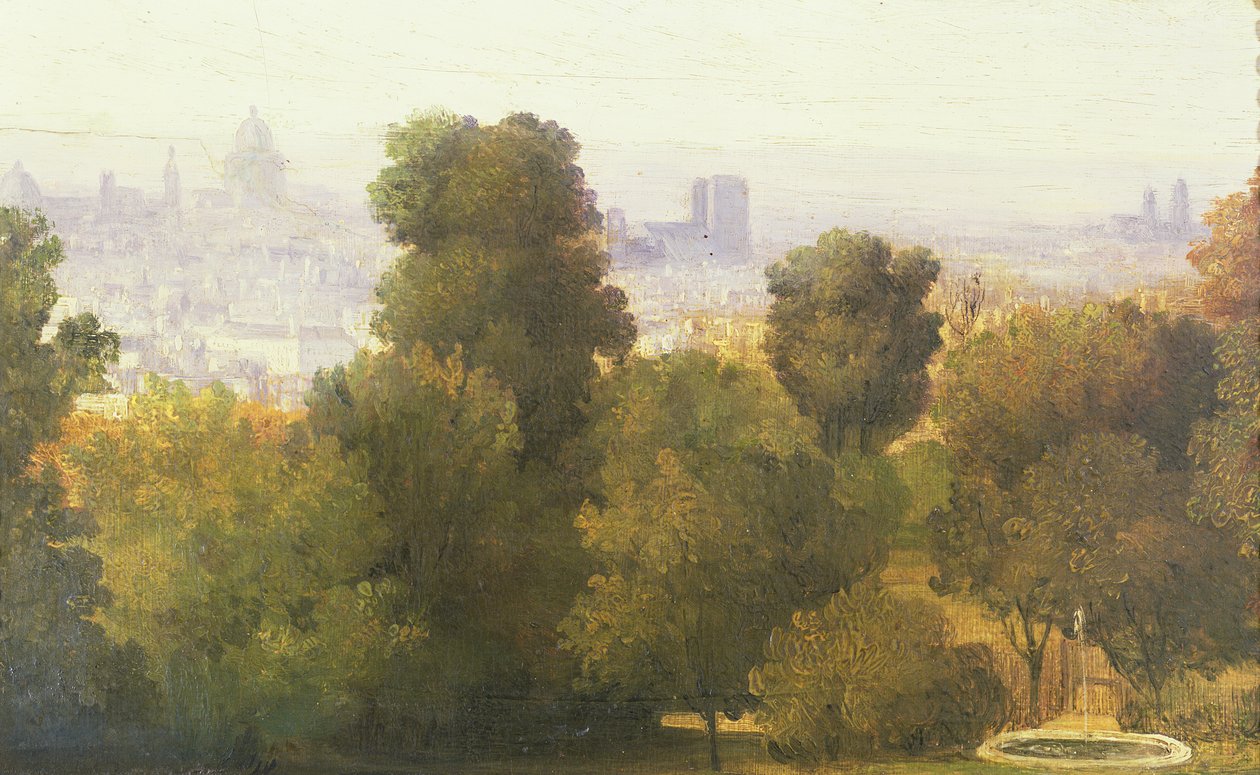 باريس ينظر إليها من مرتفعات بلفيل ، c.1830 بواسطة بيير إتيان ثيودور روسو