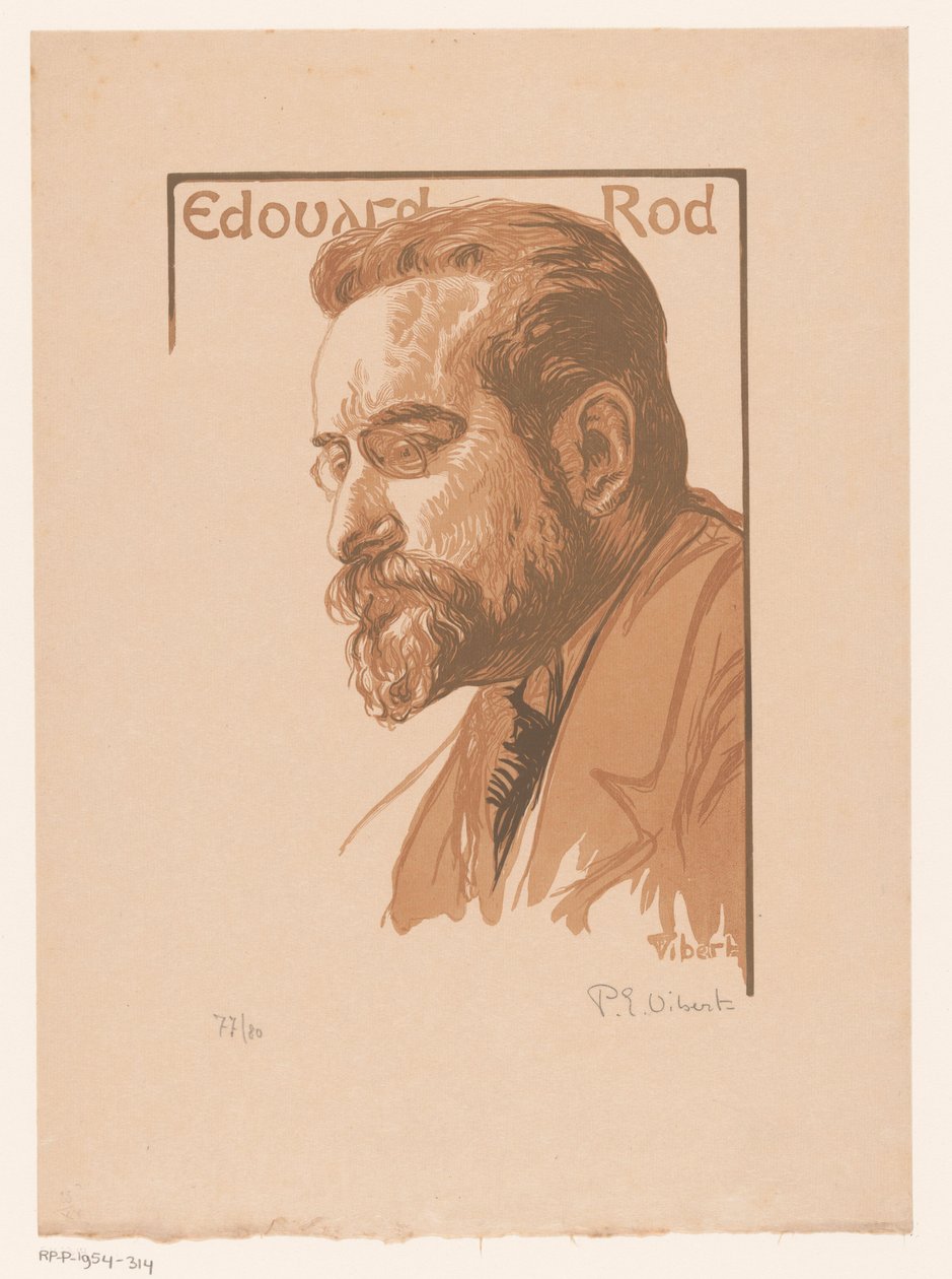 صورة لإدوارد رود Edouard Rod (العنوان على الكائن) بواسطة بيير يوجين فيبرت (توقيع الفنان)