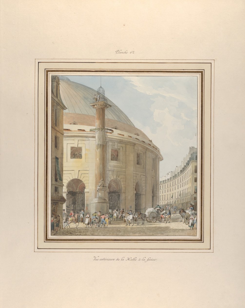 The Halle aux Blés ، منظر خارجي ، كاليفورنيا. 1810. بواسطة بيير فرانسوا ليونارد فونتين