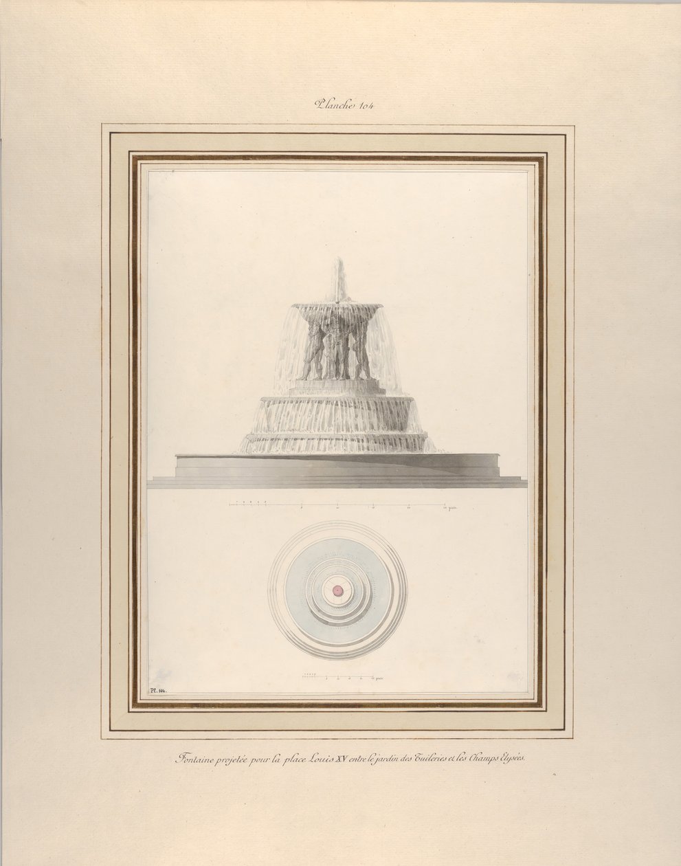 مشروع نافورة في La Place Louis XV ، كاليفورنيا. 1806. بواسطة بيير فرانسوا ليونارد فونتين