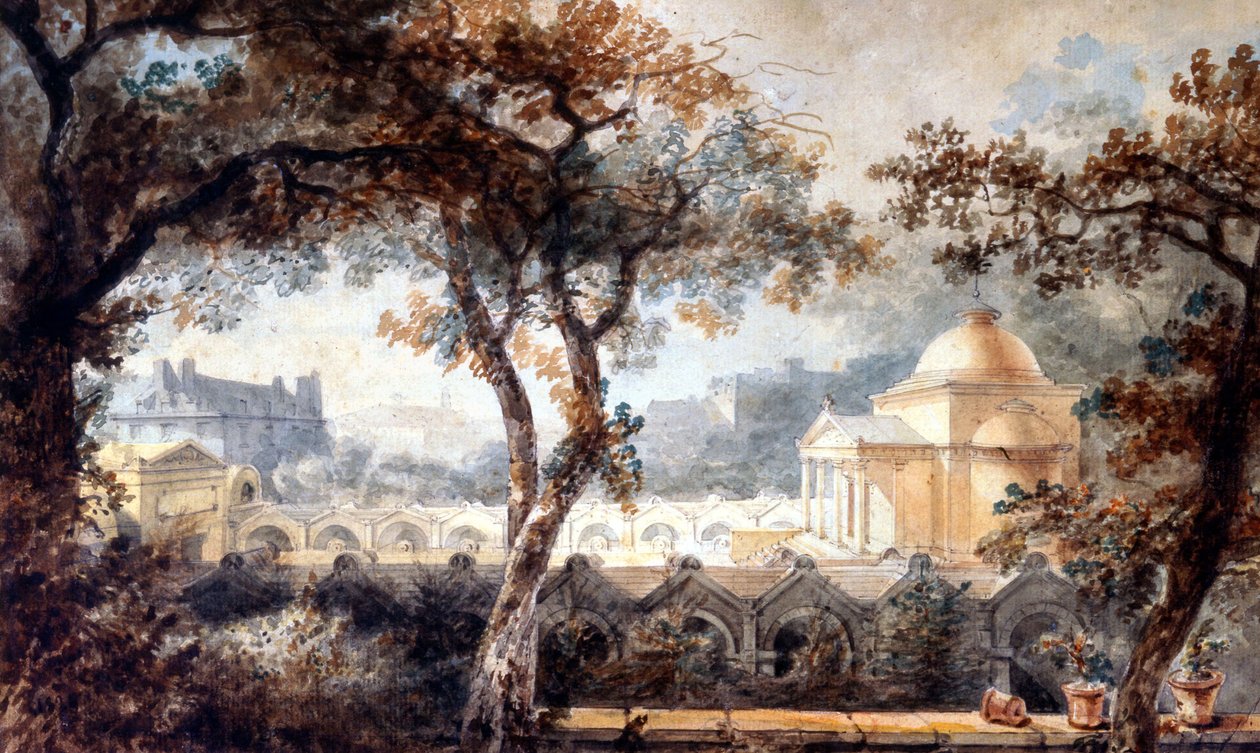 مصلى تعبيري لويس السادس عشر في باريس. ألوان مائية ، حوالي 1830 بواسطة بيير فرانسوا ليونارد فونتين
