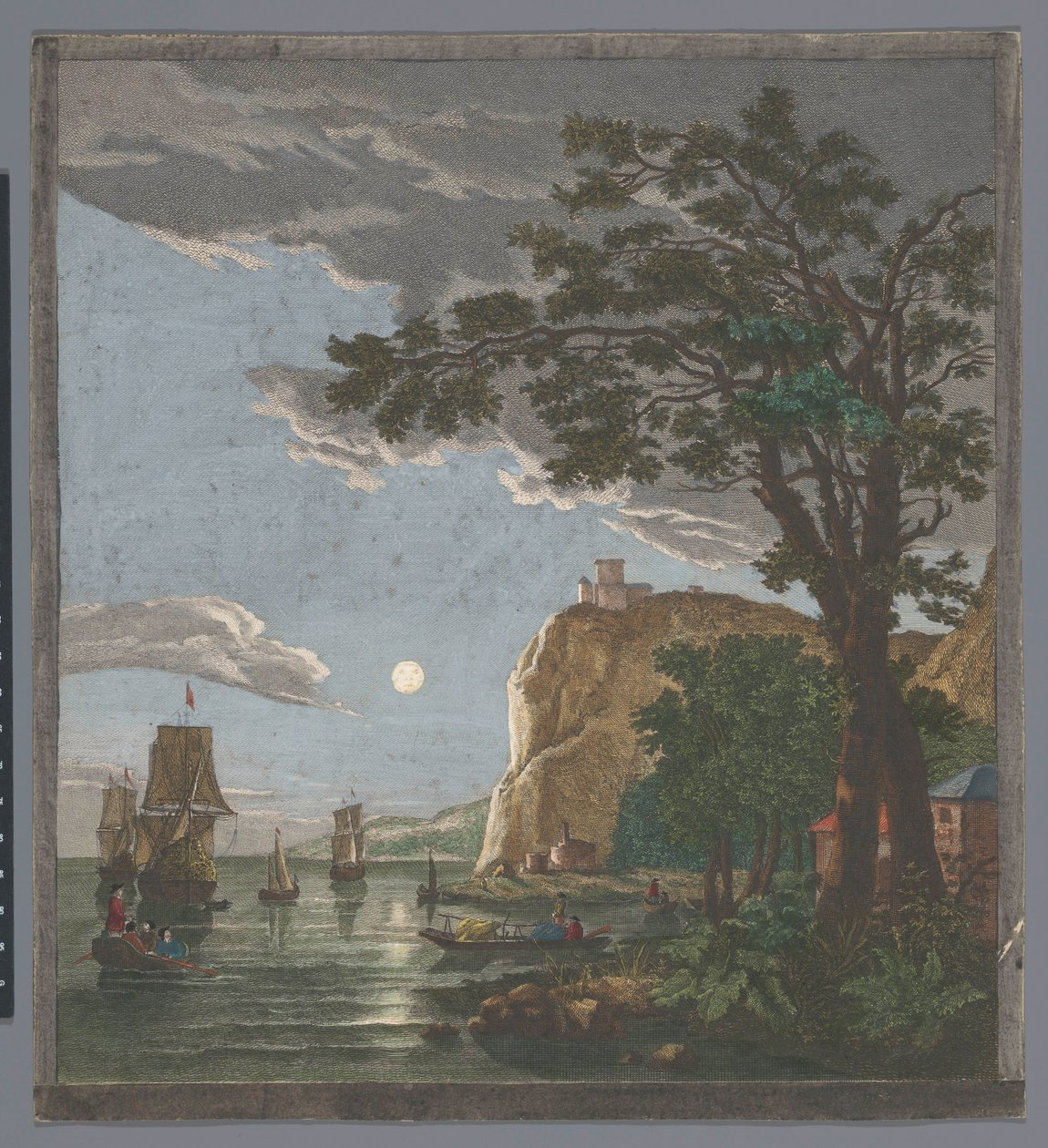 منظر لساحل به سفن وقوارب على الماء بضوء القمر La pleine lune (العنوان على الكائن) بواسطة بيير فرانسوا باسان