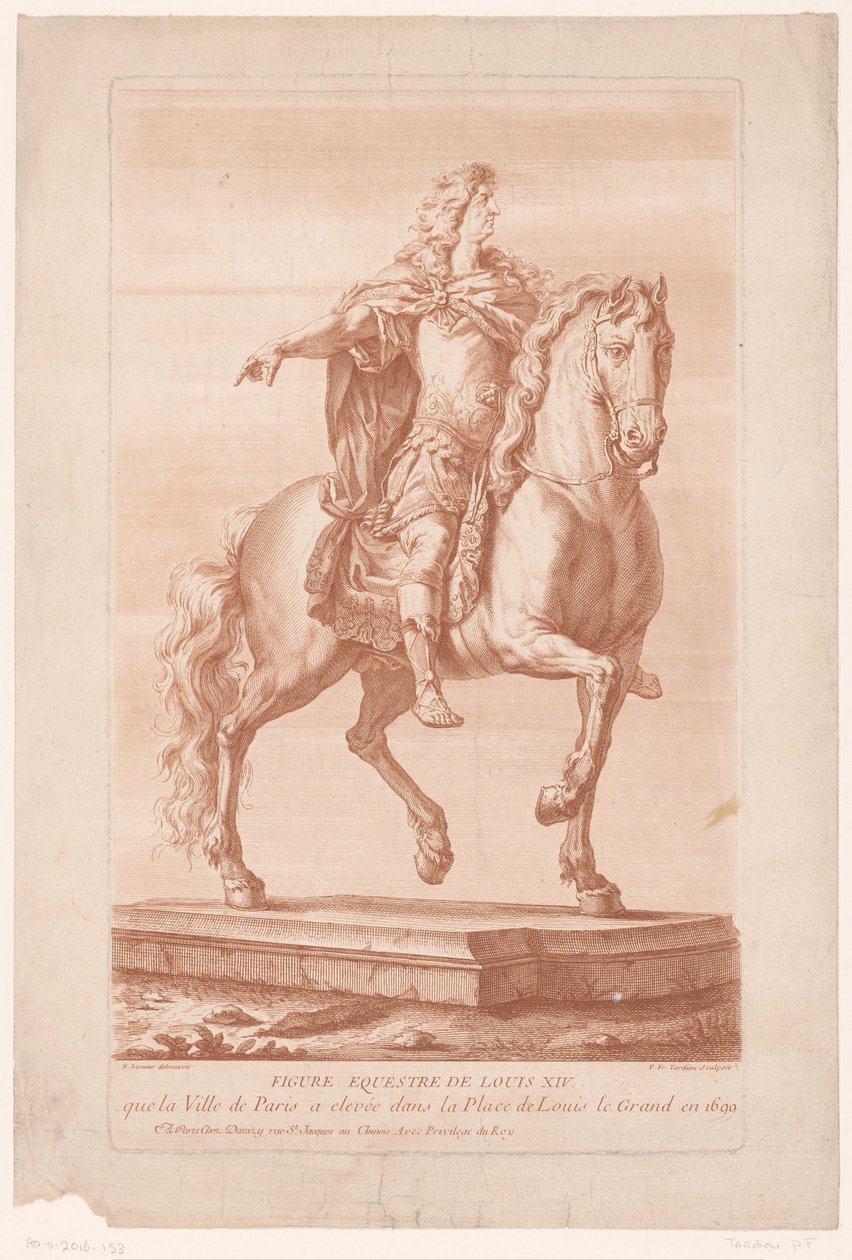 صورة الفروسية للويس الرابع عشر الشكل Equestre de Louis XIV (العنوان على الكائن) بواسطة بيير فرانسوا تارديو