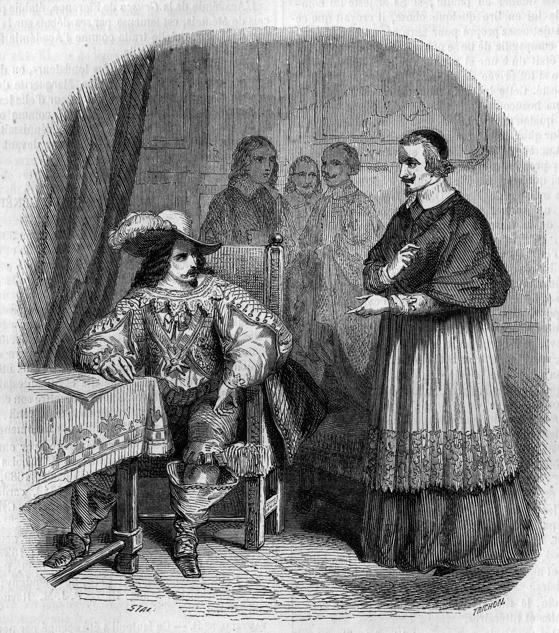 أسسها لويس الثالث عشر (1601-1643) عام 1635 والكاردينال ريشيليو (أرماند جان دو بليسيس دي ريشيليو) (1585-1642). نقش بواسطة G. Staal بواسطة بيير جوستاف يوجين ستال