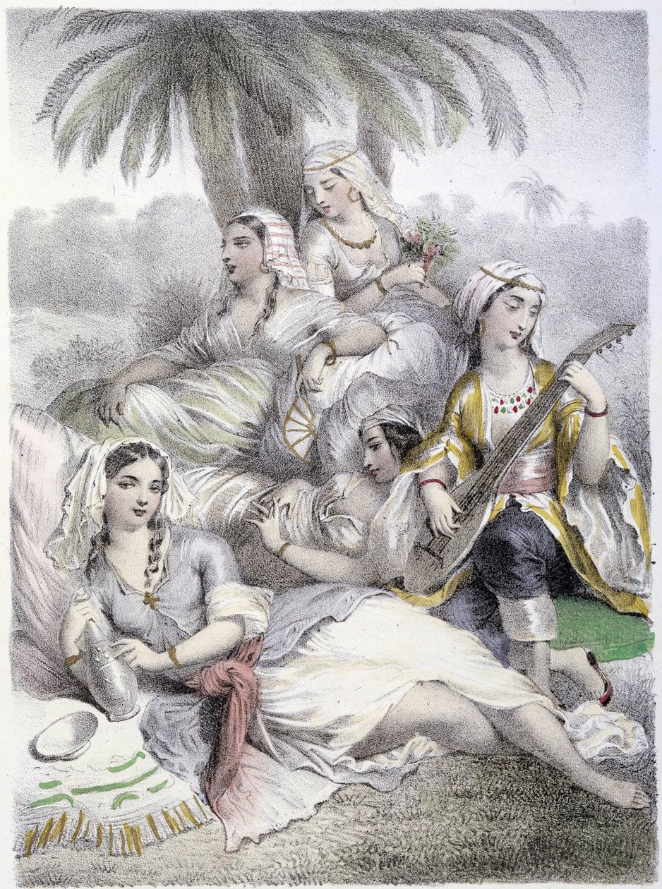 Les Houris - in “Les Femmes mythologiques””, drawings by G. Staal, by Mery and the Cte Foelix, Ed. G. de Gouet بواسطة بيير جوستاف يوجين ستال