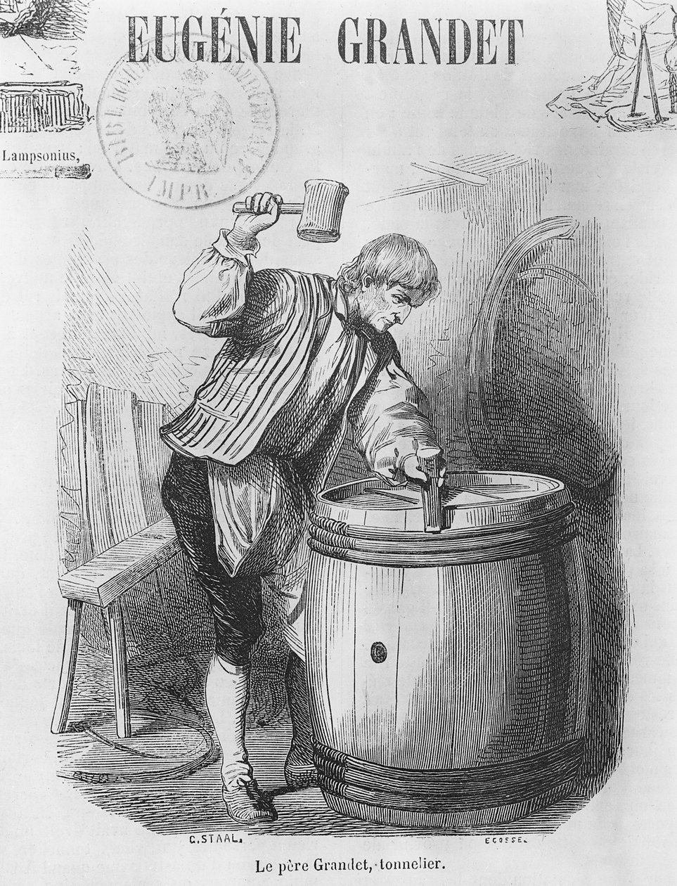 الأب غرانديت ، كوبر ، رسم توضيحي من "أوجيني غرانديت" بقلم هونور دي بلزاك (1799-1850) بواسطة بيير جوستاف يوجين ستال
