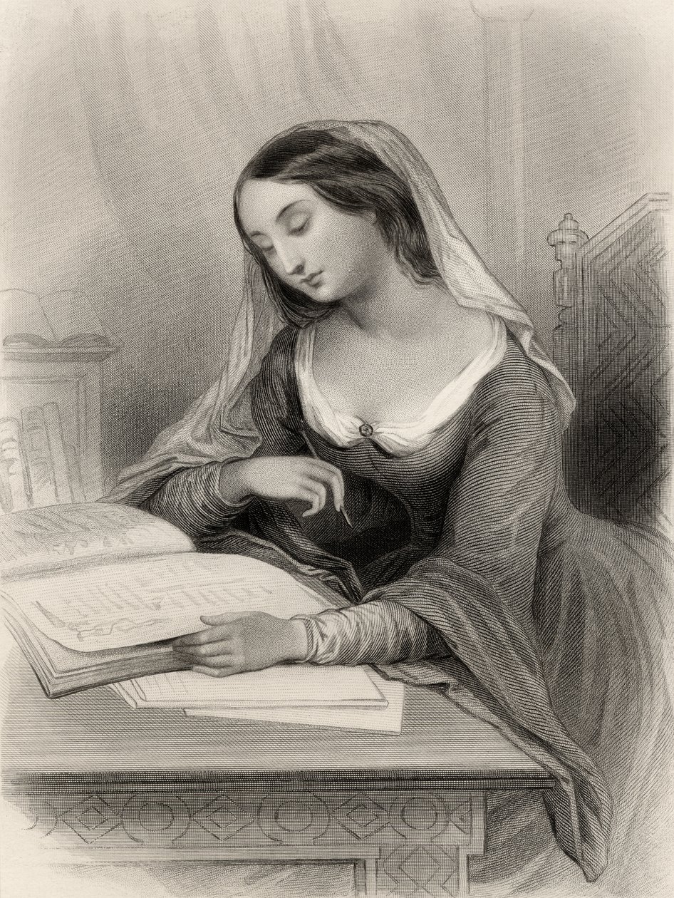 Heloise (1101-60) رسم توضيحي من "نساء العالم المميز" بقلم ماري كاودن كلارك ، 1858 بواسطة بيير جوستاف يوجين ستال