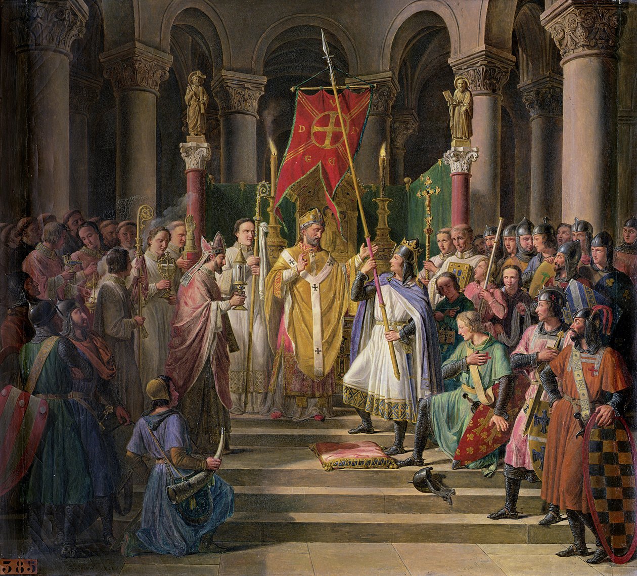 فيليب أوغسطس (1165-1223) ملك فرنسا يحمل لافتة في سانت دينيس ، 24 يونيو 1190 ، 1841 بواسطة بيير هنري ريفيل