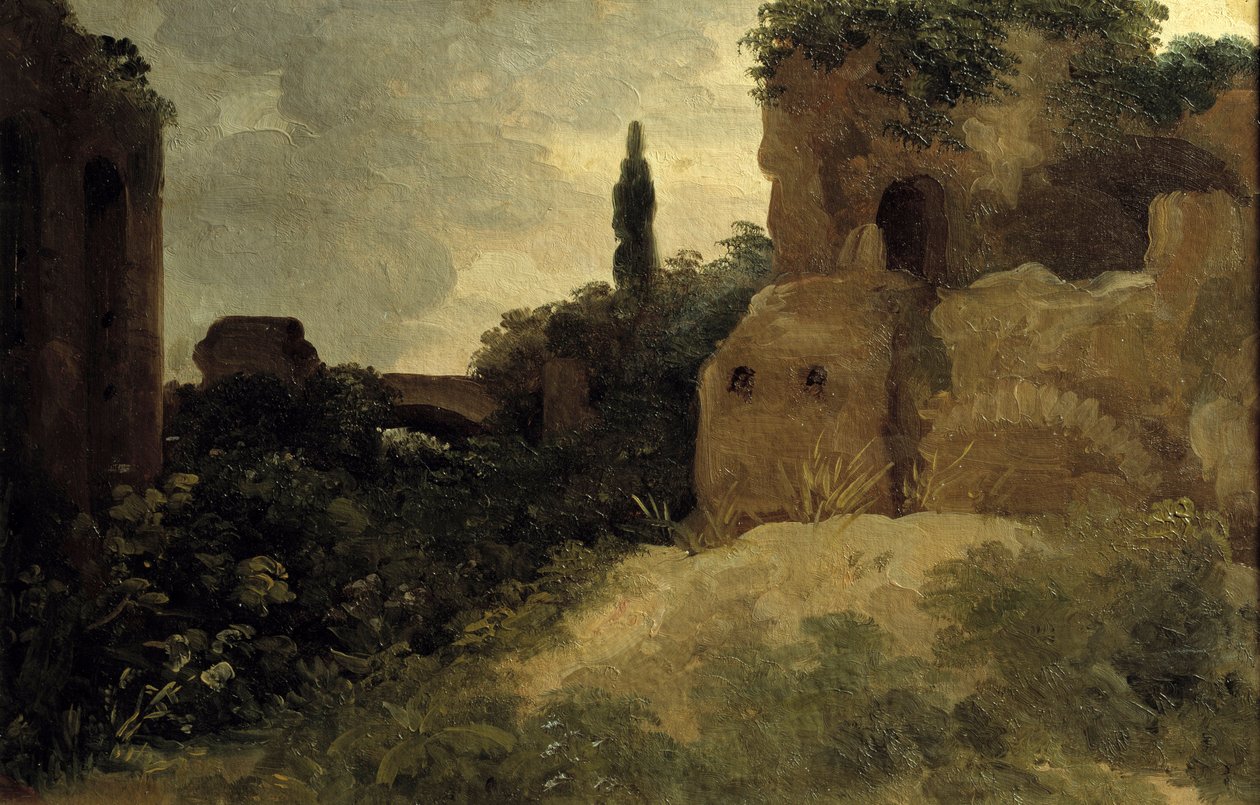 في فيلا فارنيز ، آثار رومانية رسم بيير فالنسيان (1750-1819) من القرن الثامن عشر. 0،26x0،4 م بواسطة بيير هنري دي فالنسيان
