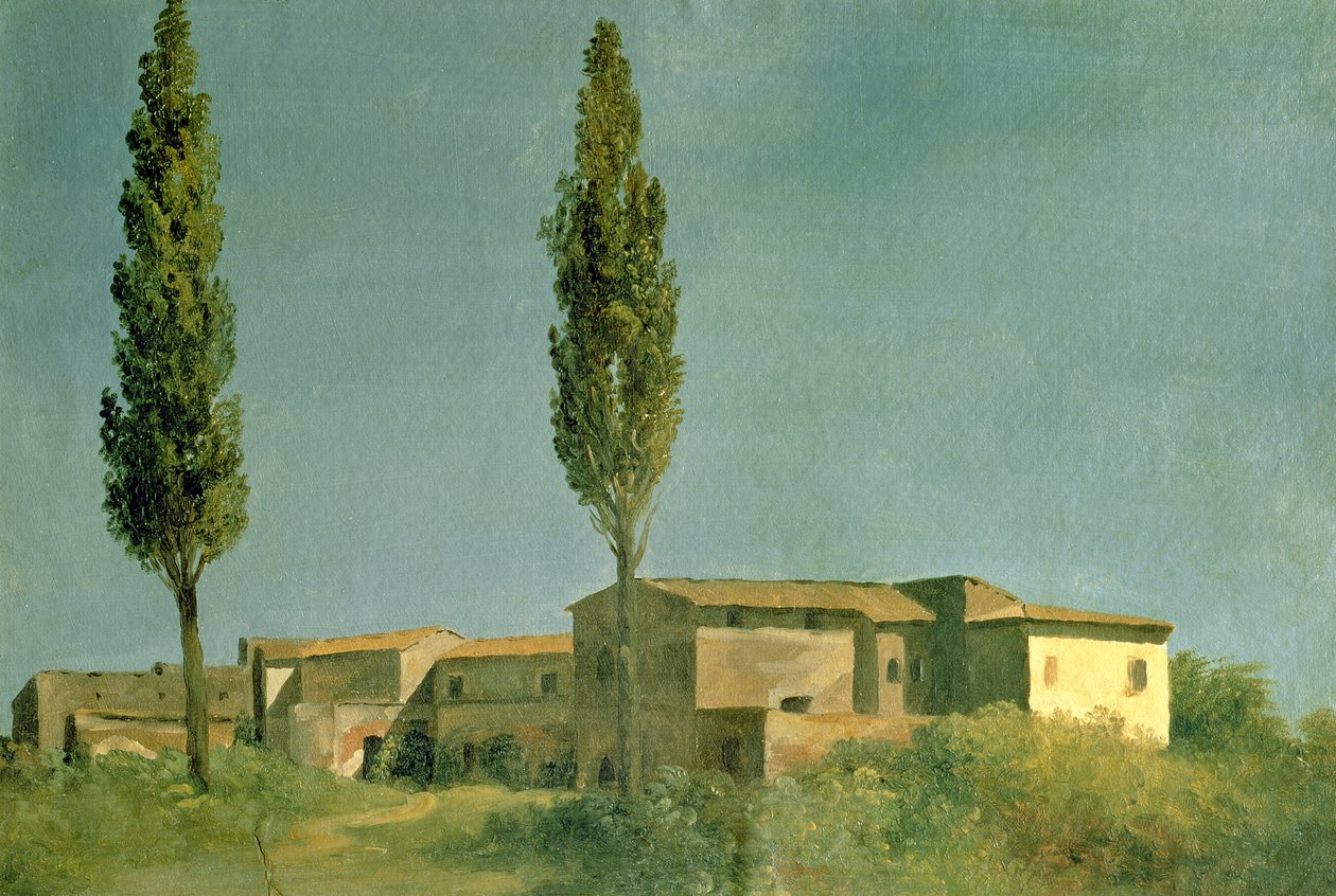 في فيلا Farnese: The Two Poplars ، c.1777 (زيت على البطاقة) بواسطة بيير هنري دي فالنسيان