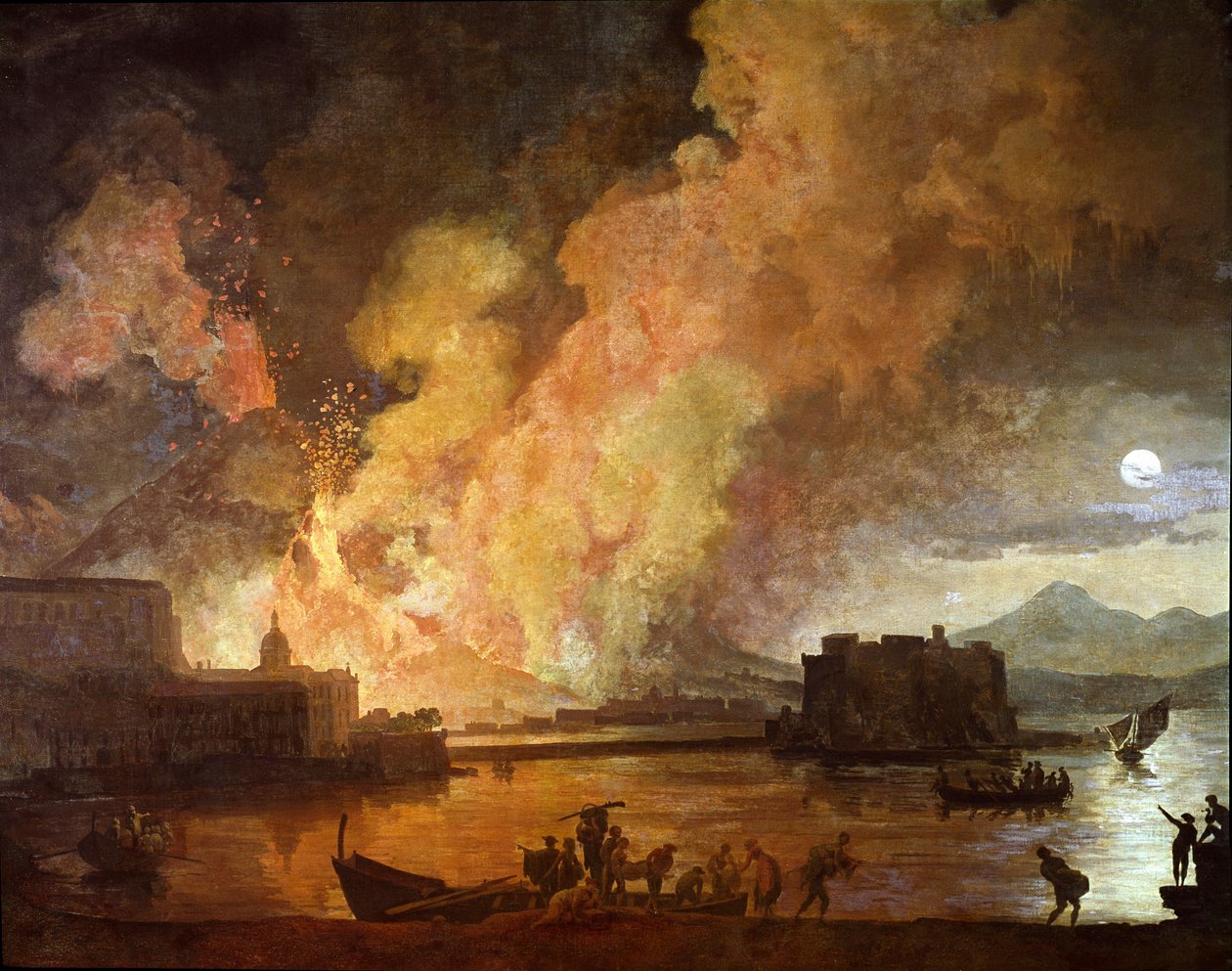 The eruption of the Vesuve in Naples in the moonlight (Painting بواسطة بيير جاك فولاير