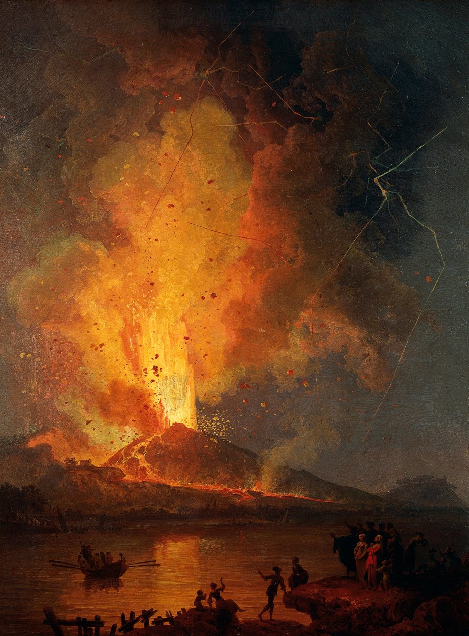 View of Vesuvius erupting بواسطة بيير جاك فولاير