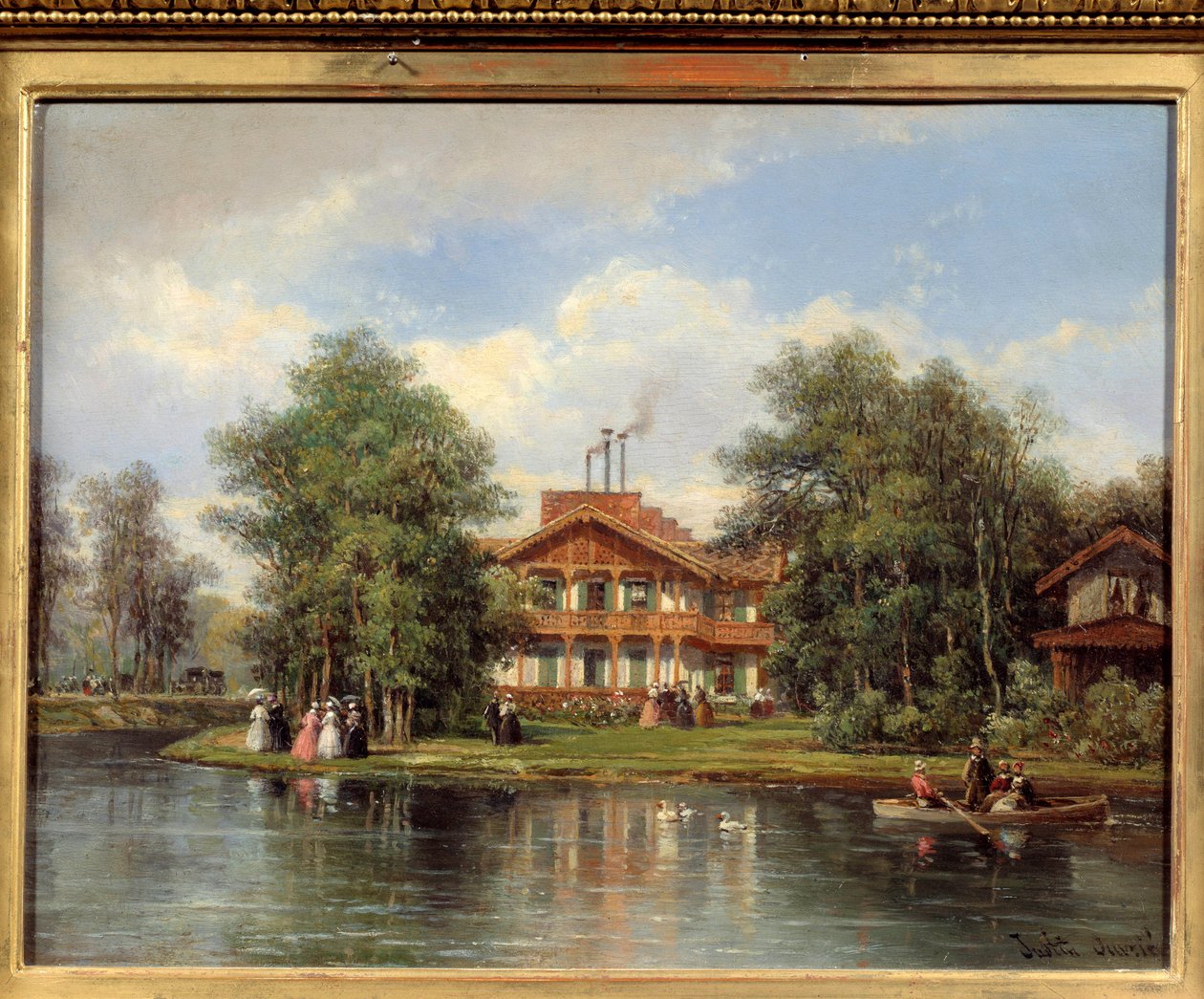 شاليه الباب الأصفر ، مطعم في Bois de Vincennes. لوحة لجوستين أوفري (1806-1879) بواسطة بيير جوستين أوفري
