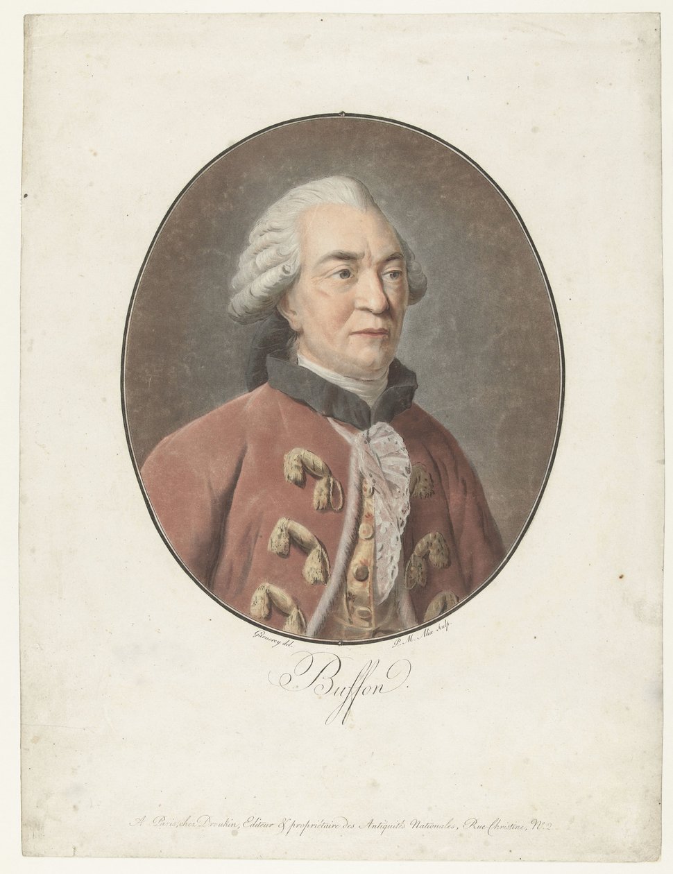 Portret van Georges Louis Leclerc Graaf van Buffon بوفون (العنوان على الكائن) مجموعة الرجال العظماء (عنوان المسلسل) بواسطة بيير ميشيل أليكس