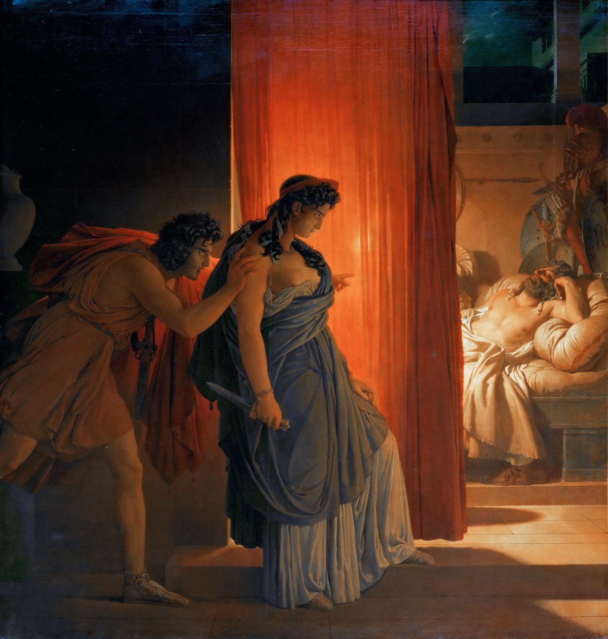 مترددة Clytemnestra قبل قتل Agamemnon النوم بواسطة بيير نارسيس غيرين