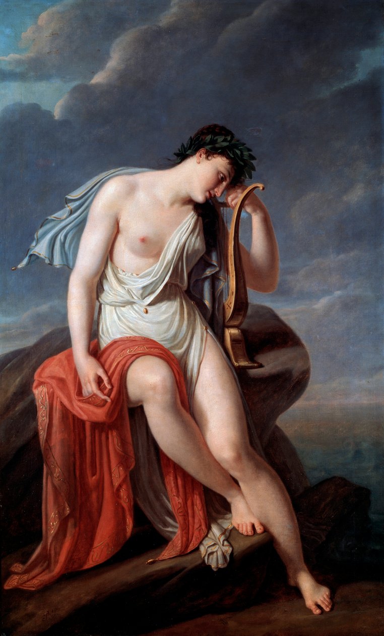 Sappho on the Lefkada's Cliff '، أوائل القرن التاسع عشر. بواسطة بيير نارسيس غيران بارون