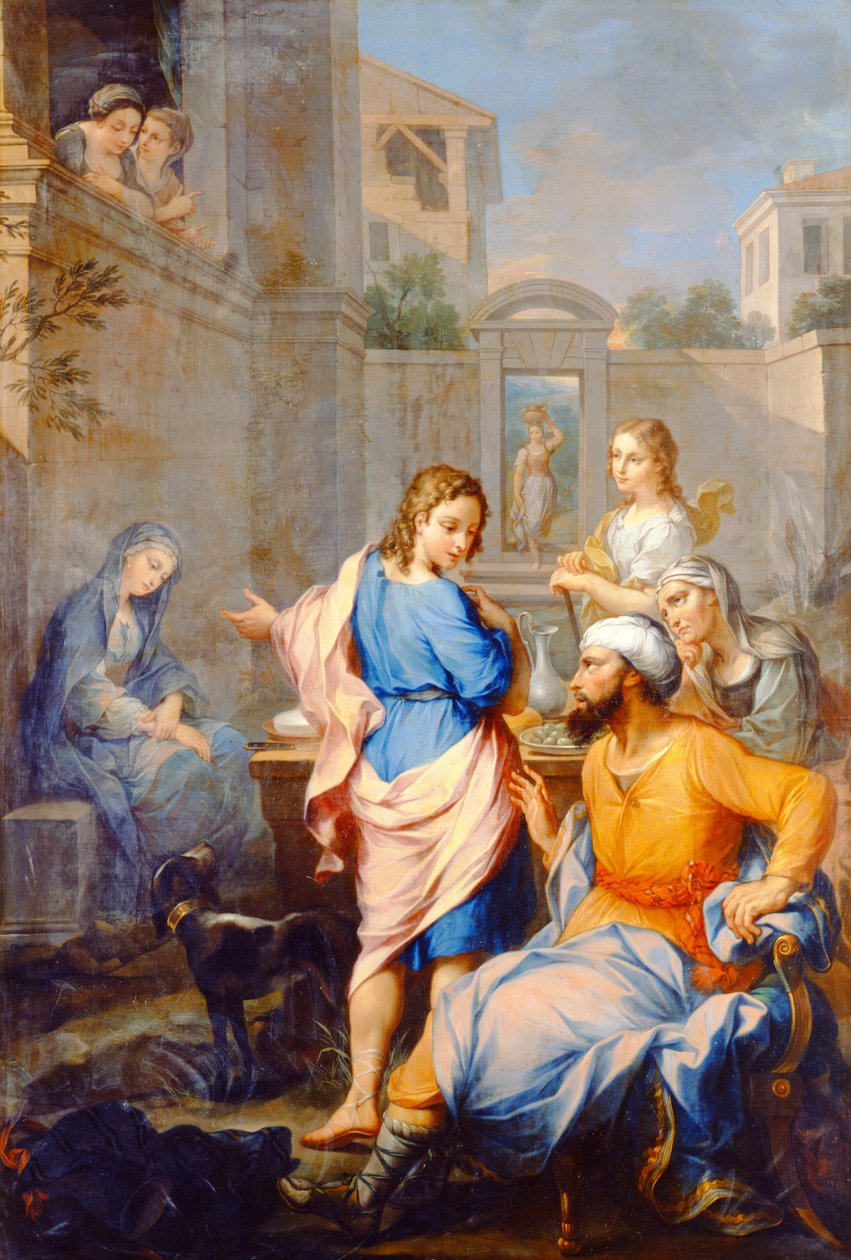 توبياس يسأل راغيل عن ابنته ، سارة ، يد الزواج ، 1733 بواسطة بيير باروسيل