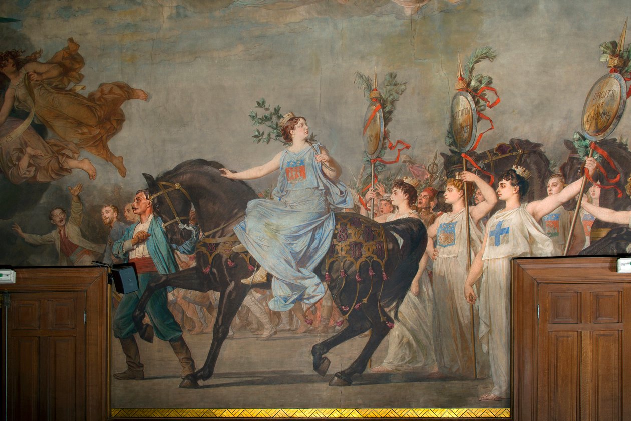 Fresco “” The Triumph of the Republique”” بواسطة بيير بول ليون جلايز