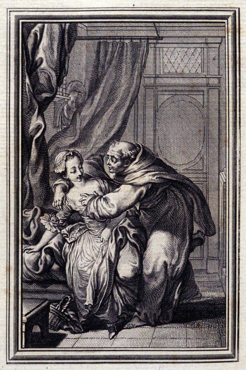 كيف تأتي الروح للفتيات. في "" حكايات وآخرون في بيت شعر "" لجان لافونتين. 1776. رسم بي بي شوفارد. بواسطة بيير فيليب شوفارد
